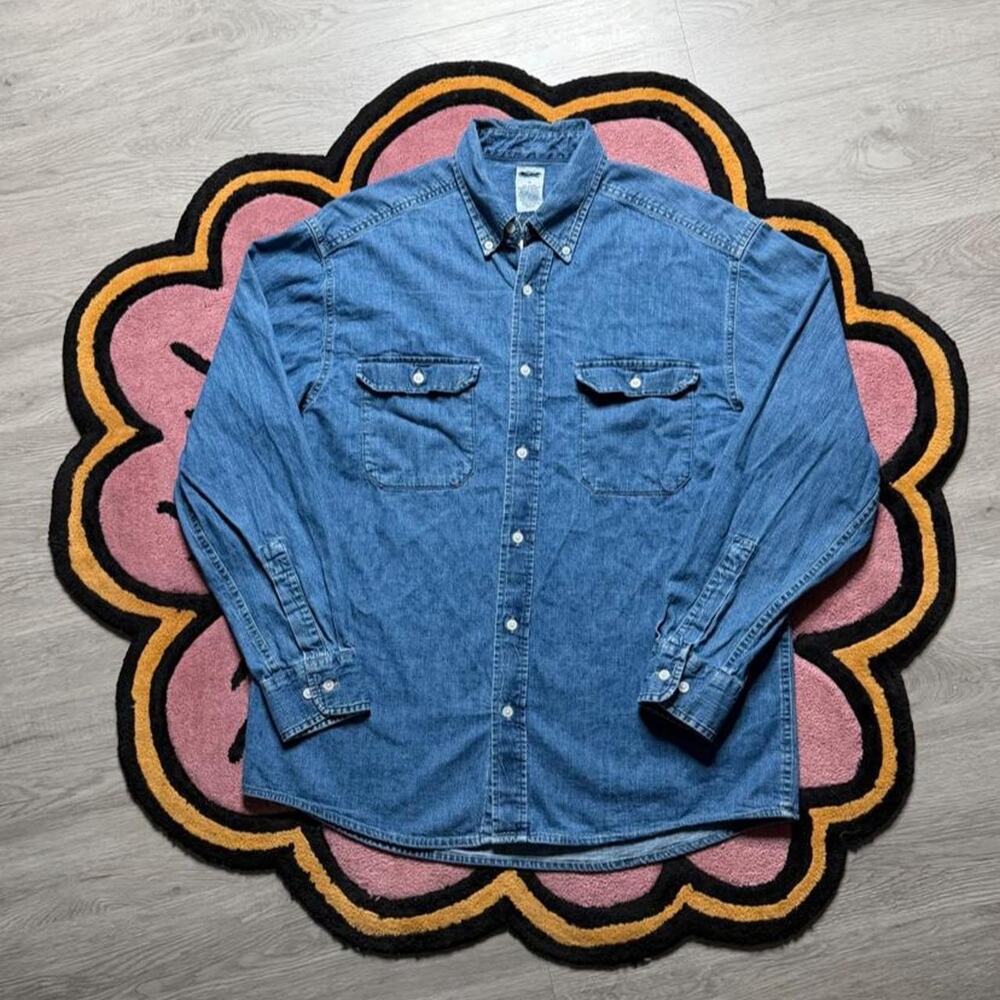 Old Navy Casual Button Up Denim Shirt Size Medium Blue
